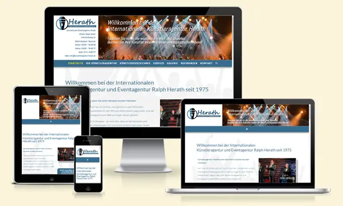 Homepage erstellen lassen Nürnberg - Webdesign und SEO Referenz der Künstleragentur Herath