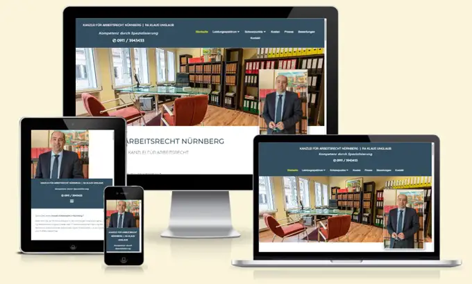 Webdesign und SEO mit sehr guten Bewertungen Anwalt für Arbeitsrecht Nürnberg Klaus Unglaub